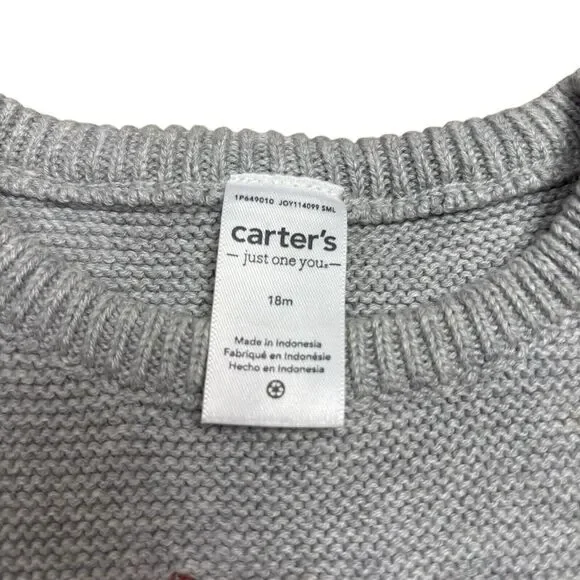 Carters Baby Gray 3D Knitted Lion Jungle Retro Modern Knit Sweater Size 18M - Picture 4 of 7